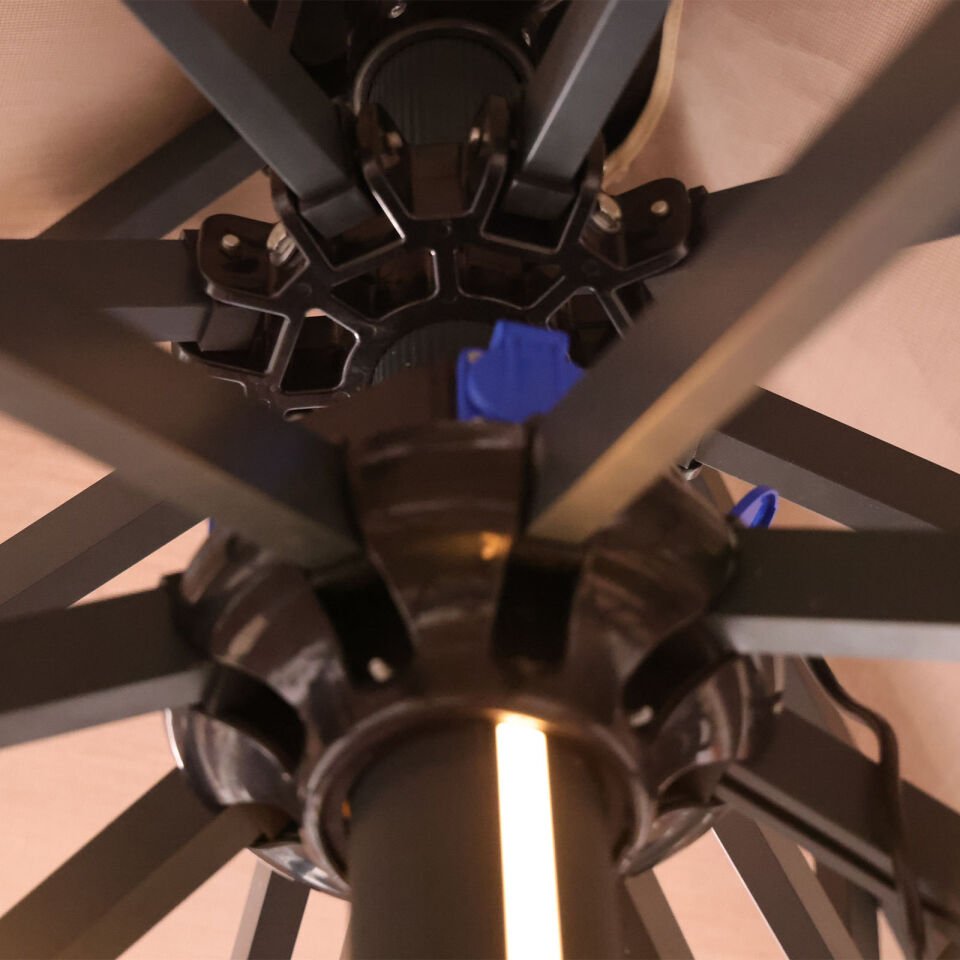 3x3 Teleskopik lux Bahçe Şemsiyesi Ledli Elektrikli Akrilik Kumaş Bej Renk
