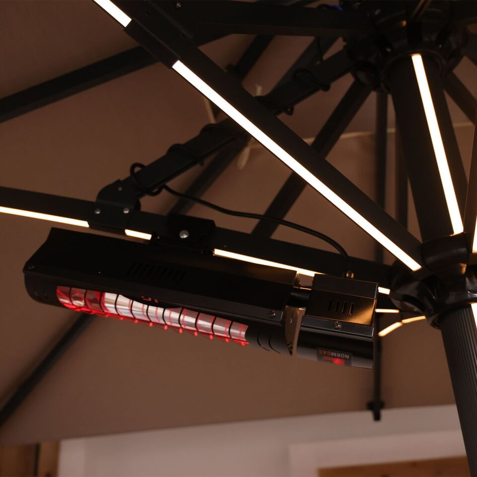 3x3 Teleskopik lux Bahçe Şemsiyesi Ledli Elektrikli Akrilik Kumaş Yeşil Renk