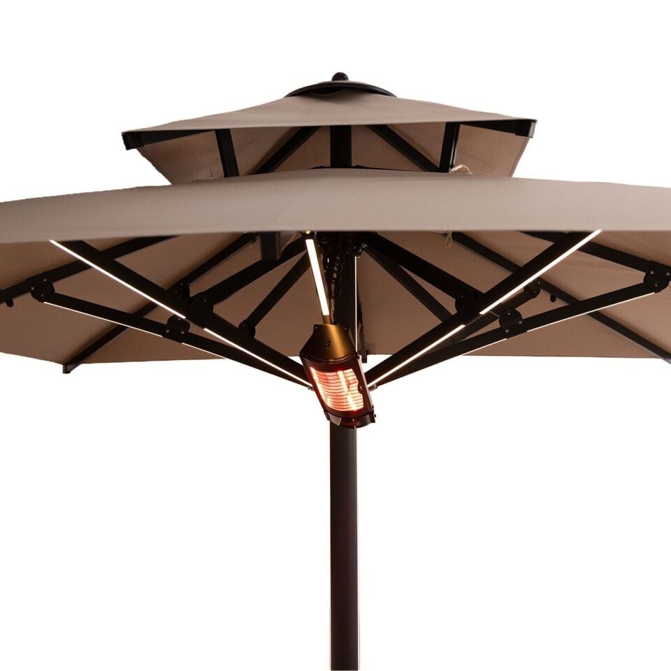 3x3 Teleskopik lux Bahçe Şemsiyesi Ledli Elektrikli Akrilik Kumaş Turuncu Renk