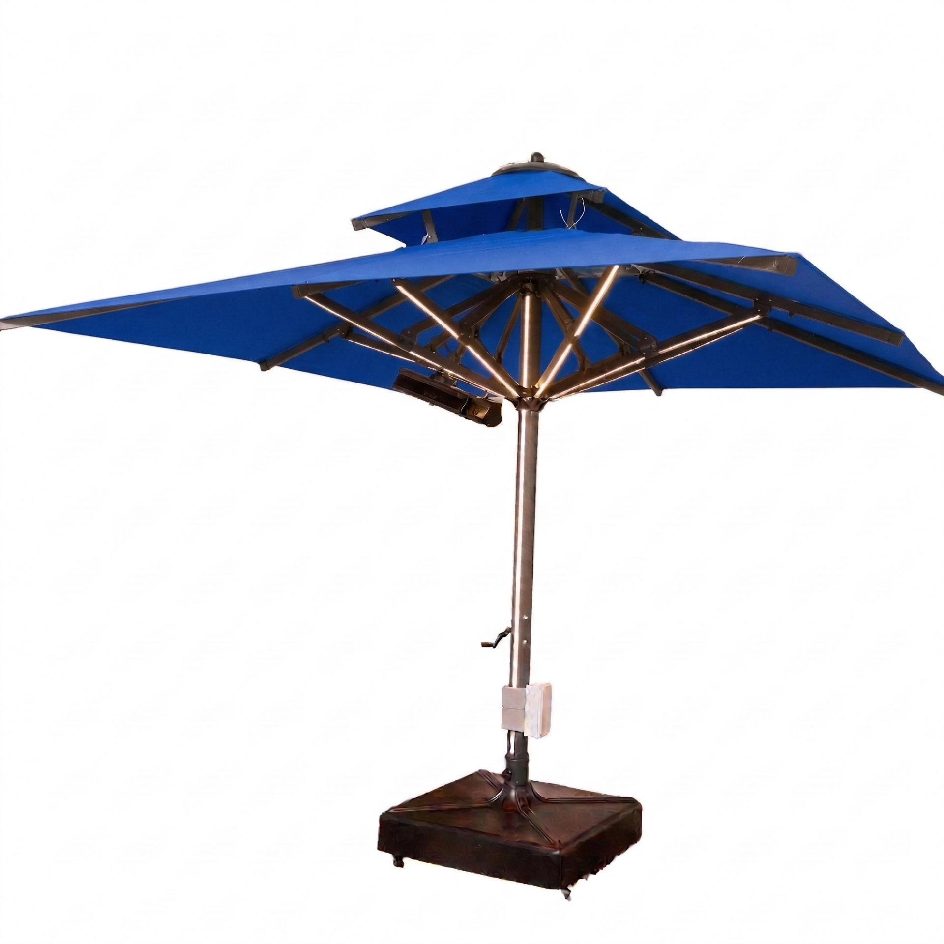 3x3 Teleskopik lux Bahçe Şemsiyesi Ledli Elektrikli Akrilik Kumaş Mavi Renk