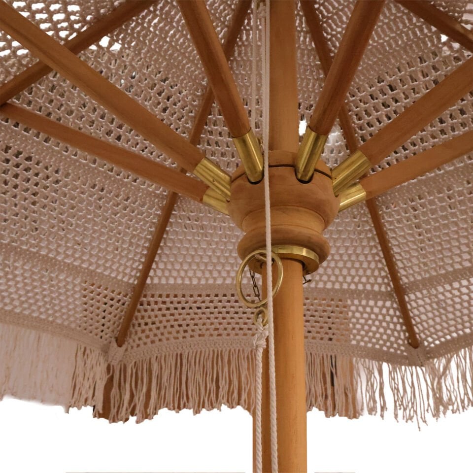 2.5 Metre Ahşap Makrome Bahçe Şemsiyesi