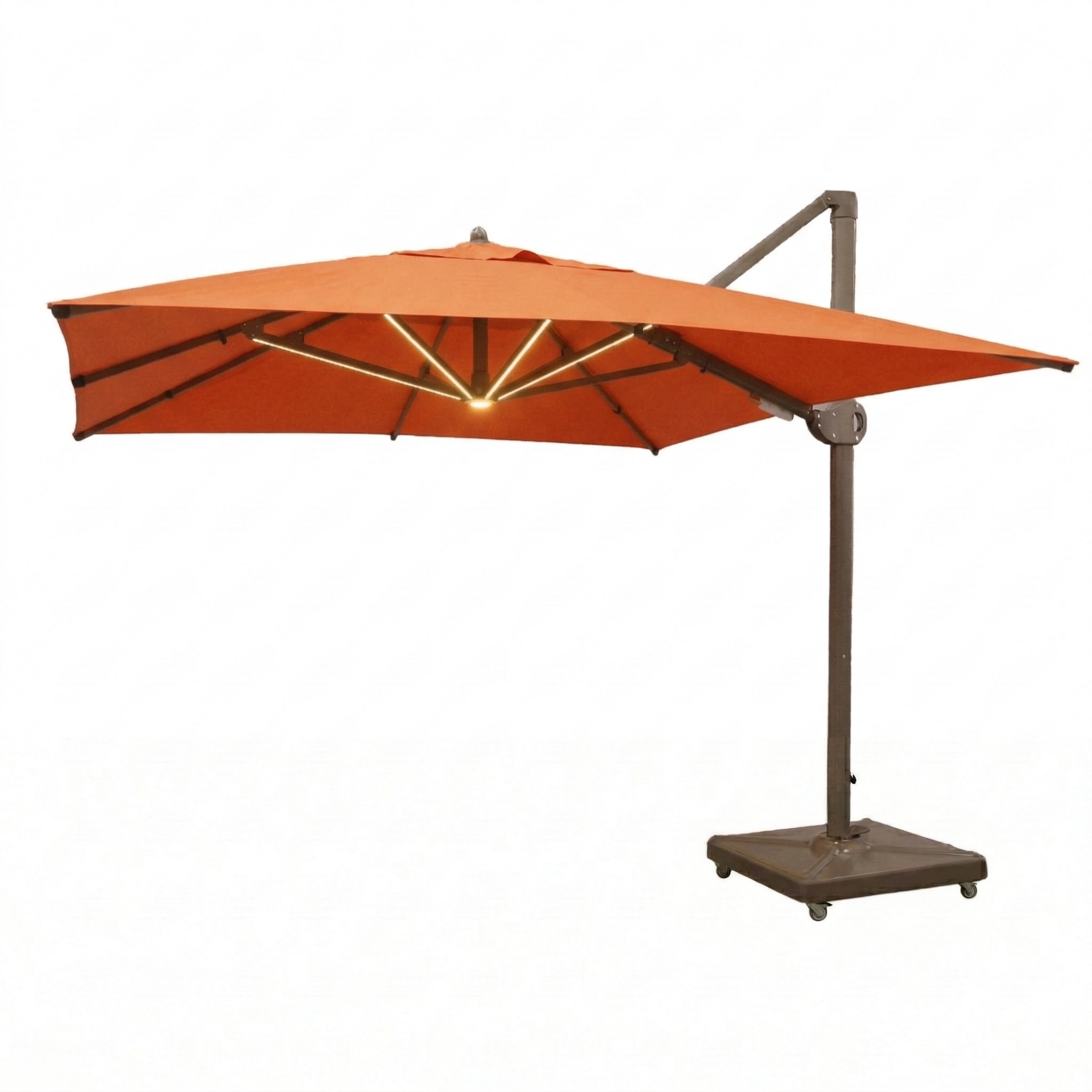 3.5x3.5 Yandan Gövdeli Bahçe Şemsiyesi Akrilik Kumaş Led sistemli Turuncu