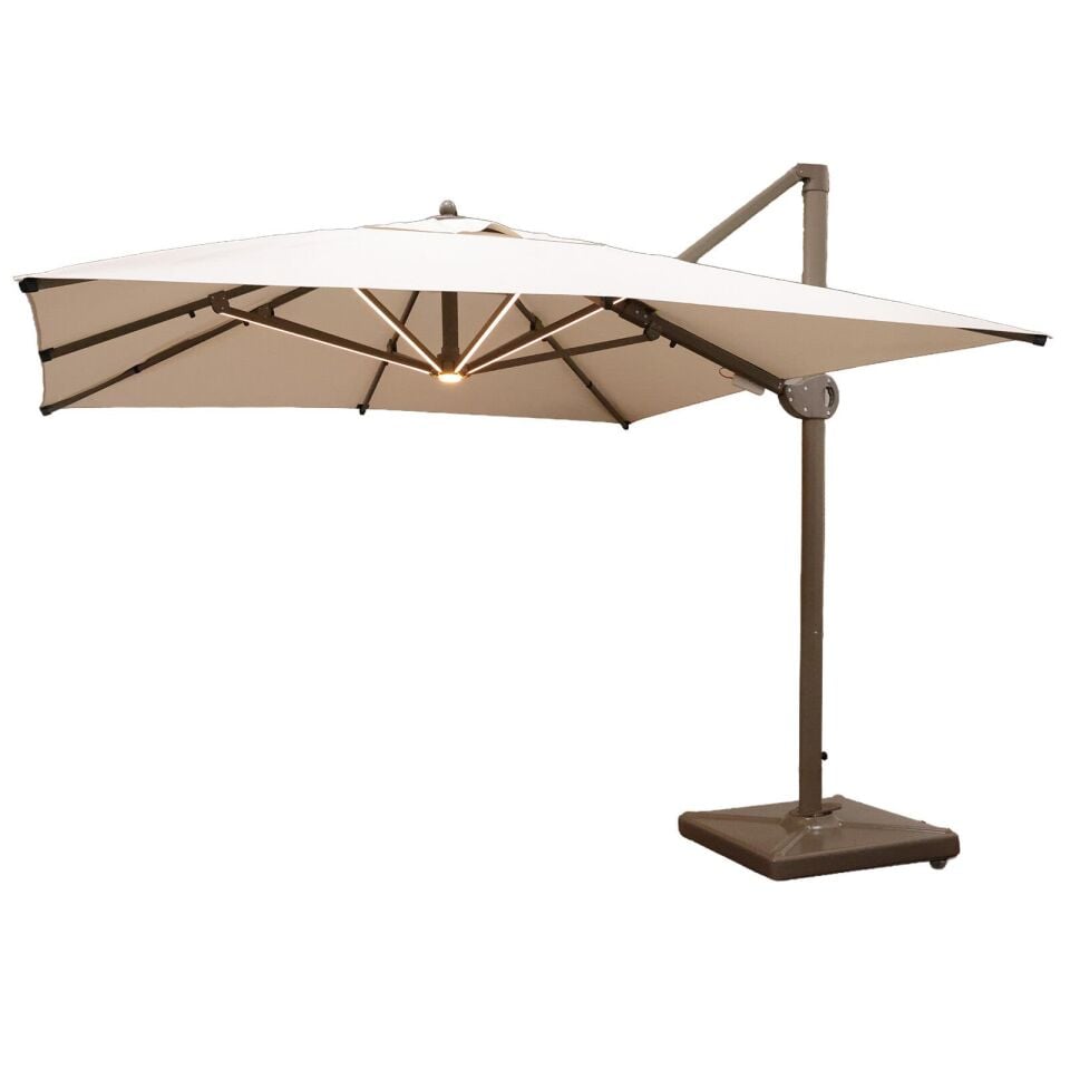 3.5x3.5 Yandan Gövdeli Bahçe Şemsiyesi Akrilik Kumaş Led sistemli