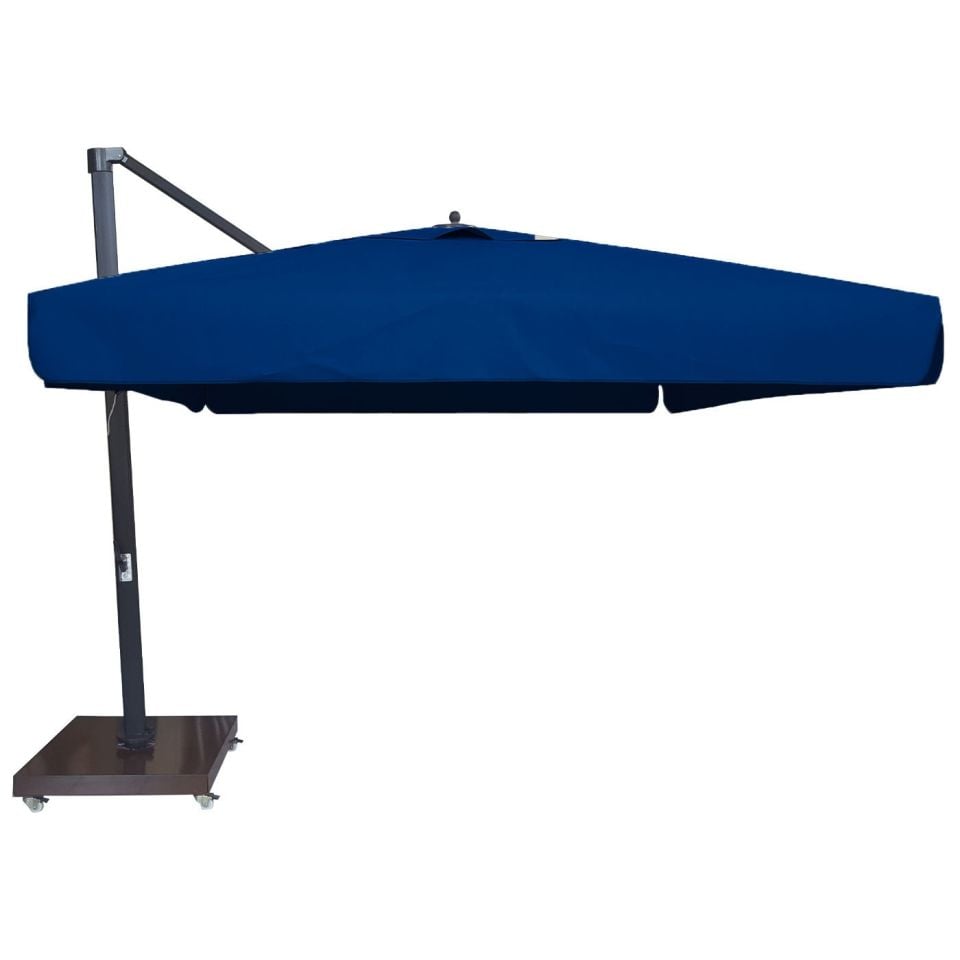 3.5x3.5 Yandan Gövdeli Bahçe Şemsiyesi  Polyester Dokuma Kumaş Mavi