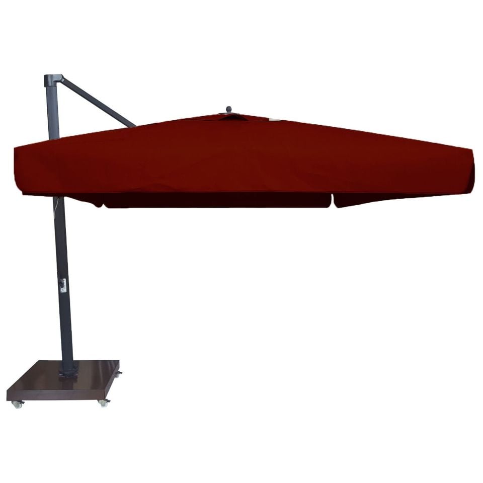 3.5x3.5 Yandan Gövdeli Bahçe Şemsiyesi  Akrilik Kumaş Bordo