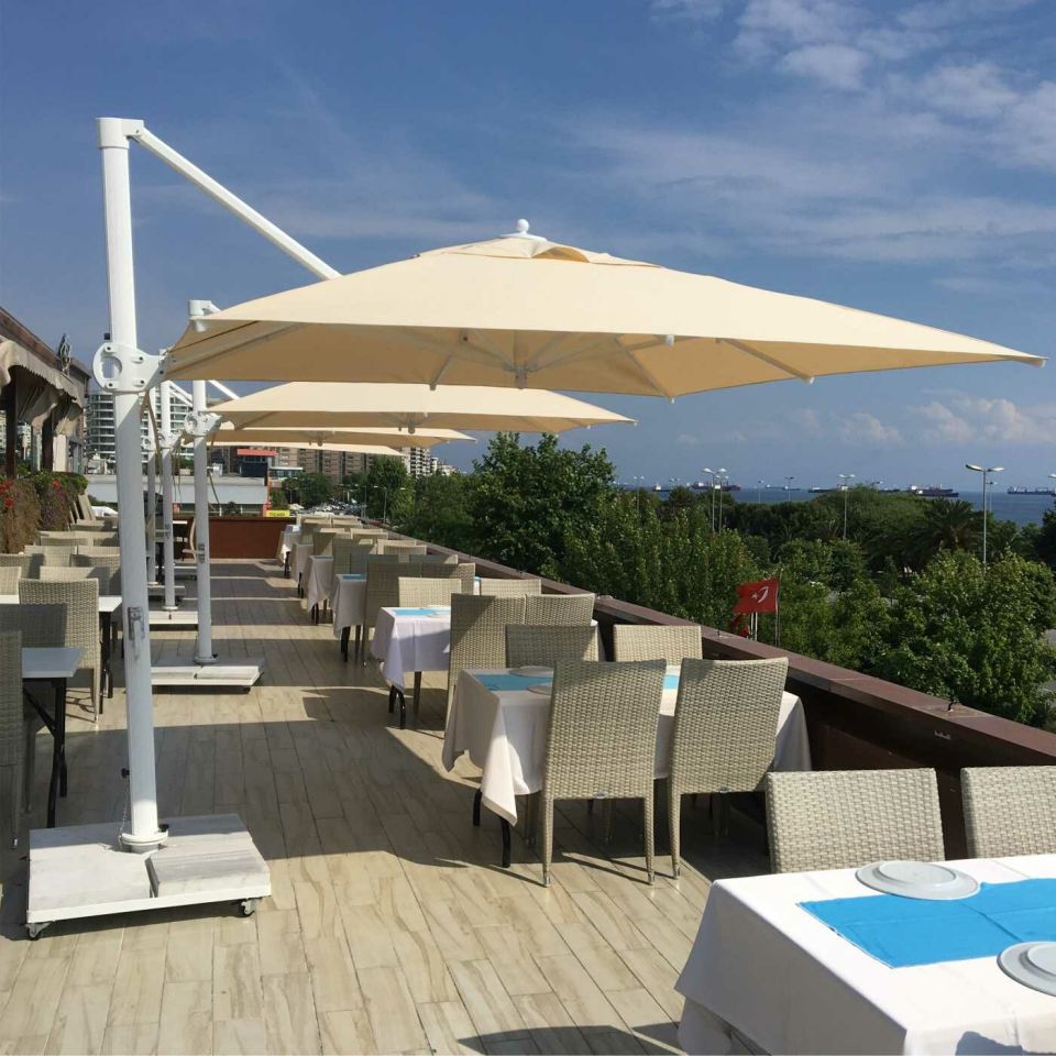 3X3 Yandan Gövdeli Saçaksız Şemsiye Polyester Dokuma Kumaş Nohut