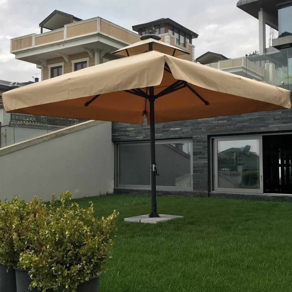 6x6 Teleskopik Lux Bahçe Şemsiyesi Akrilik Kumaş Bordo
