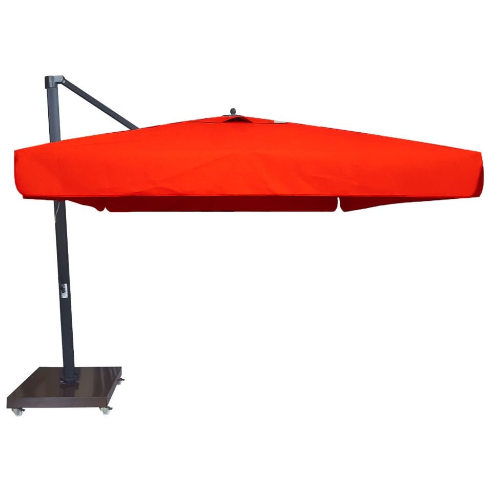 3x3 Yandan Gövdeli Bahçe Şemsiyesi Polyester Dokuma Kırmızı