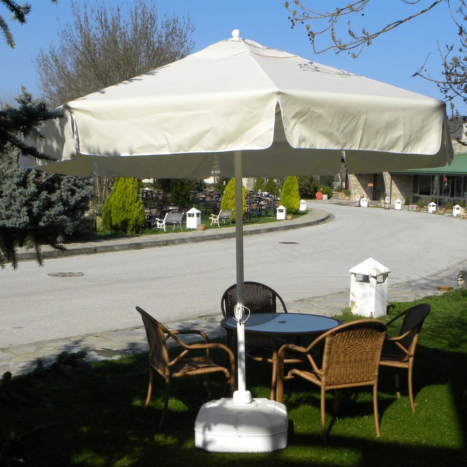 3,5m Yuvarlak İpli Havuz Şemsiyesi Polyester Dokuma Kumaş Nohut Rengi