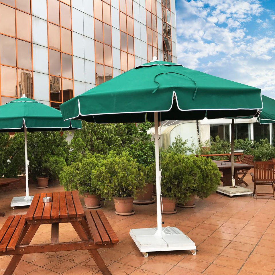 3,5m Yuvarlak İpli Havuz Şemsiyesi Polyester Dokuma Kumaş Yeşil