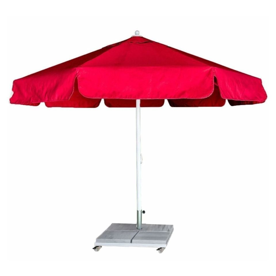 4m Yuvarlak İpli Havuz Şemsiyesi Akrilik Kumaş Kırmızı