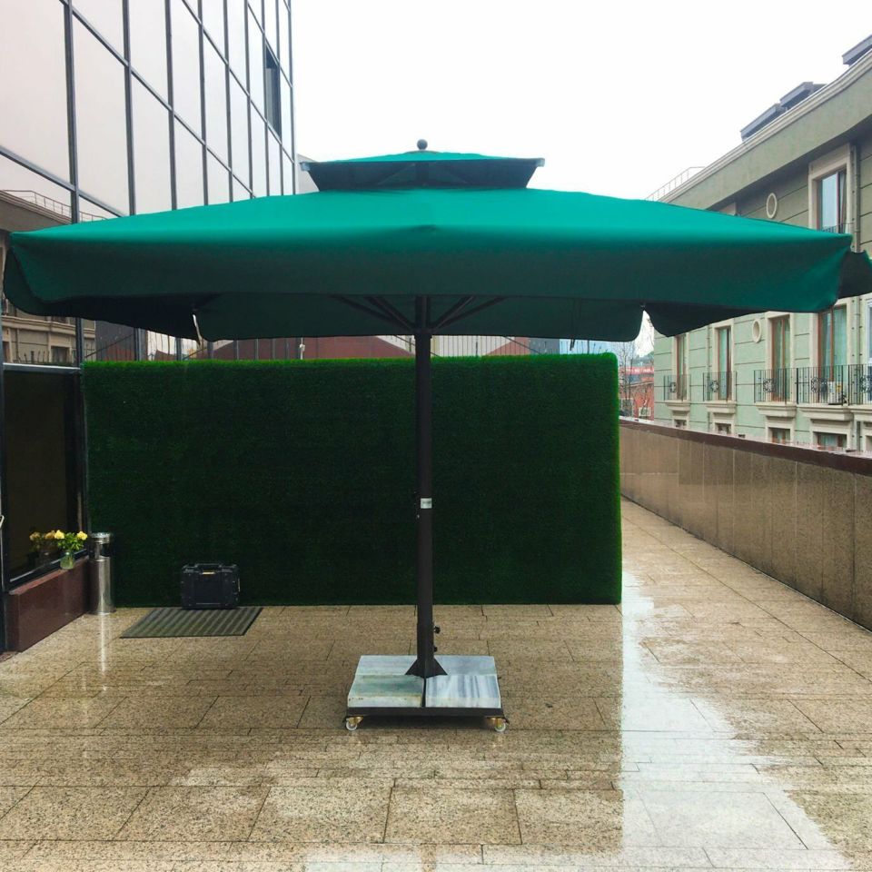 3x3 Teleskopik Eko Model Şemsiye Saçaklı Akrilik Kumaş Mavi