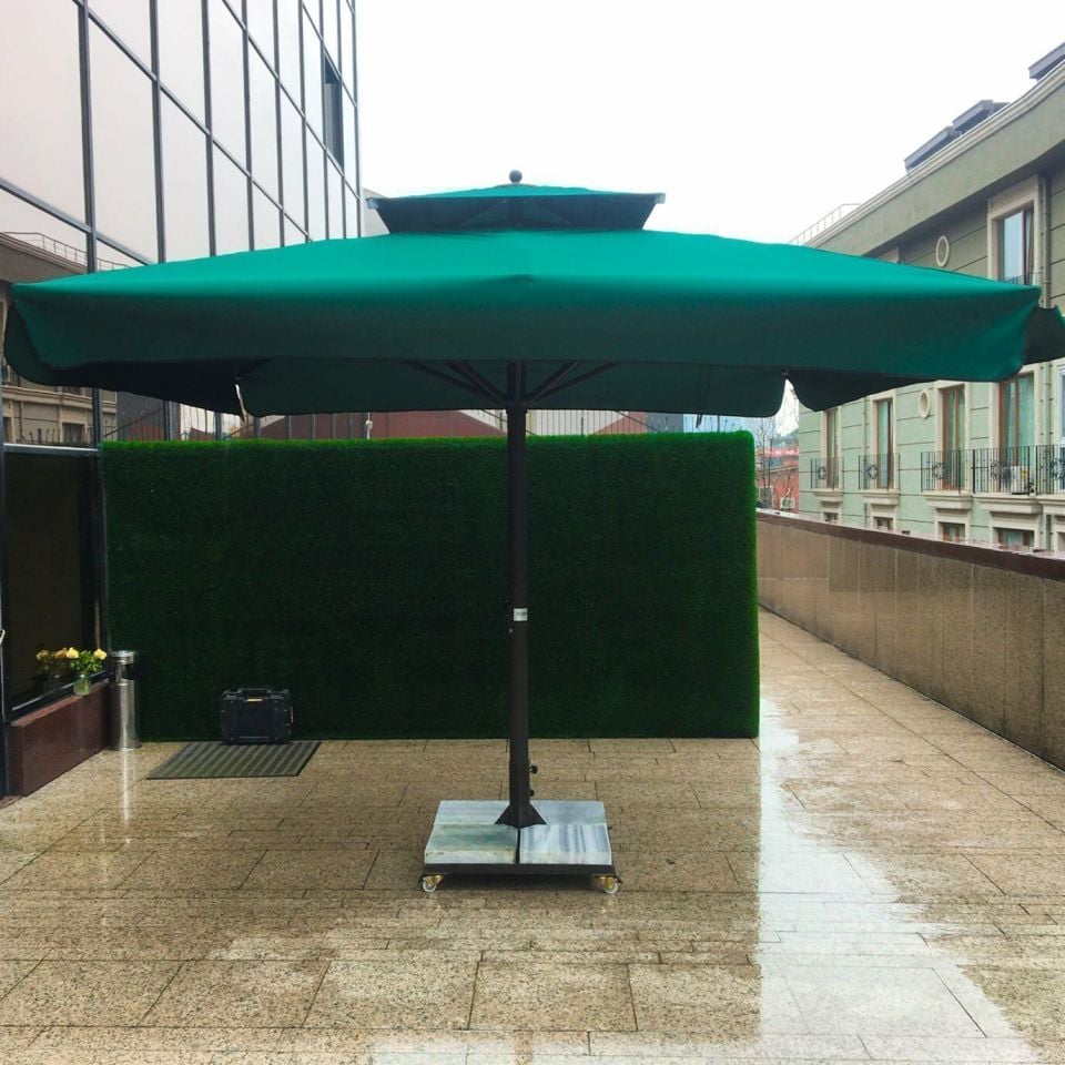 3,5x3,5 Teleskopik Eko Model Şemsiye Saçaklı Akrilik Kumaş Bordo