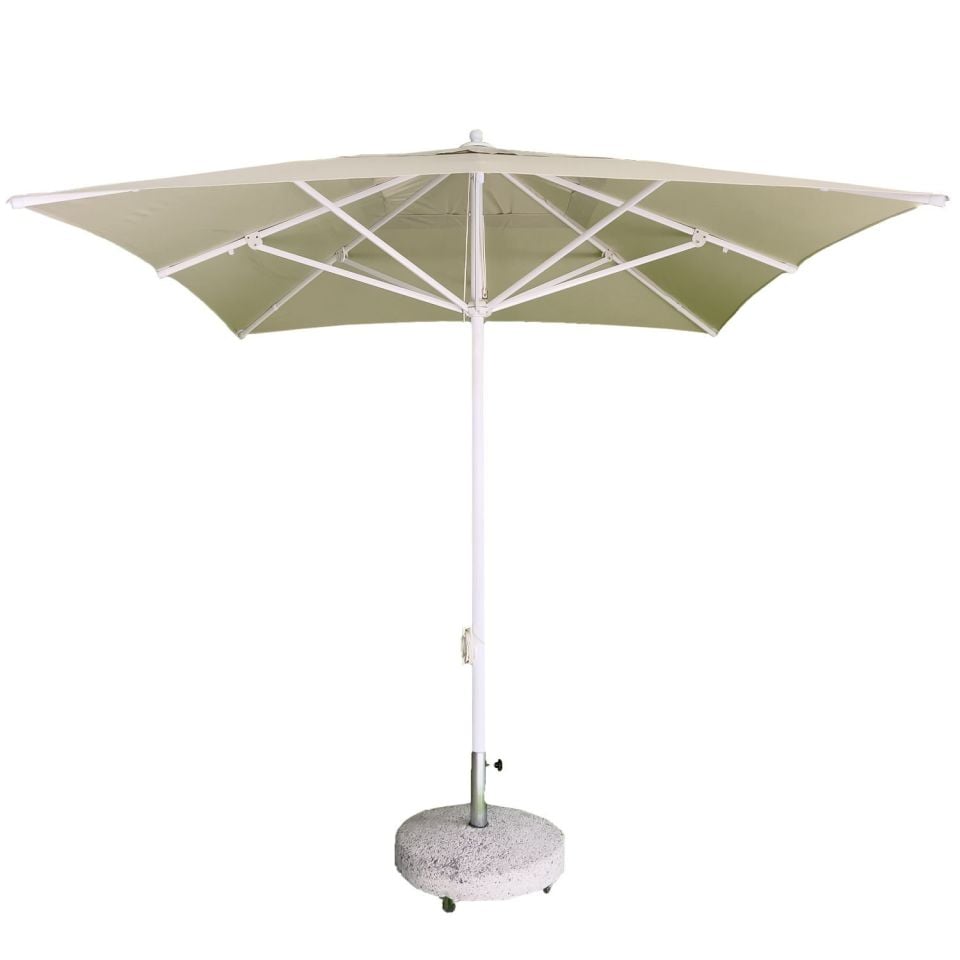 2,5x2,5 İpli Saçaksız Havuz Şemsiyesi Polyester Dokuma Kumaşlı Krem Renk