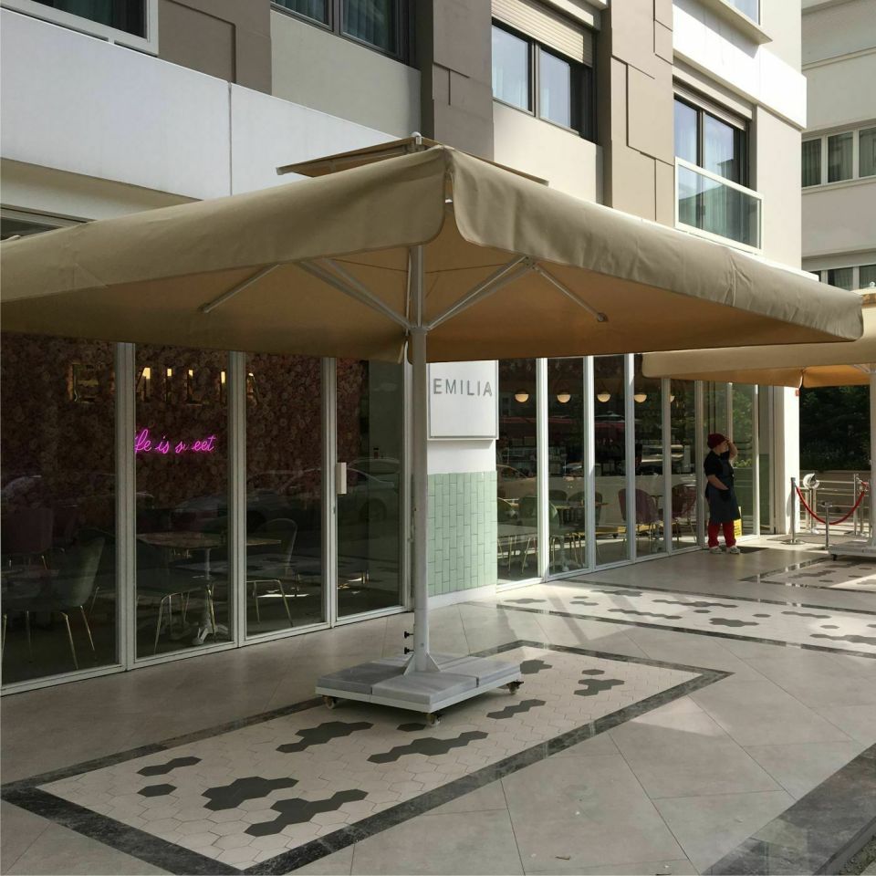 4x4 Teleskopik EKO MODEL Cafe Şemsiyesi Akrilik Kumaşlı, saçaksız, Bordo