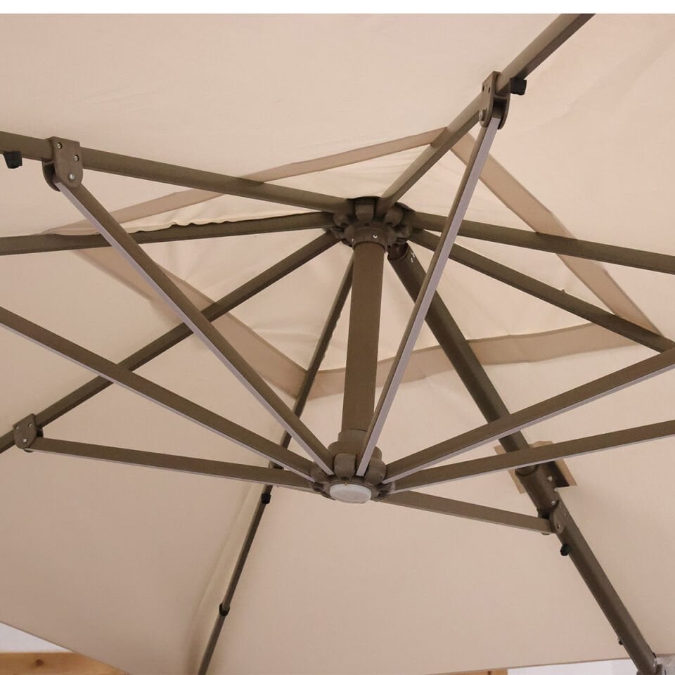 3x3 Yandan Gövdeli Bahçe Şemsiyesi Akrilik Kumaş Led sistemli