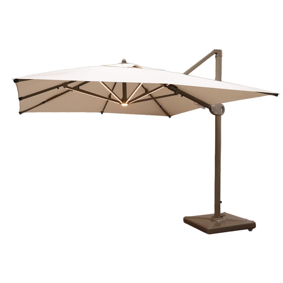 3x3 Yandan Gövdeli Bahçe Şemsiyesi Akrilik Kumaş Led sistemli