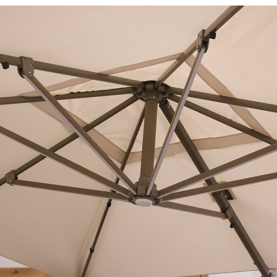 3x3 Yandan Gövdeli Bahçe Şemsiyesi Akrilik Kumaş Led sistemli Yeşil