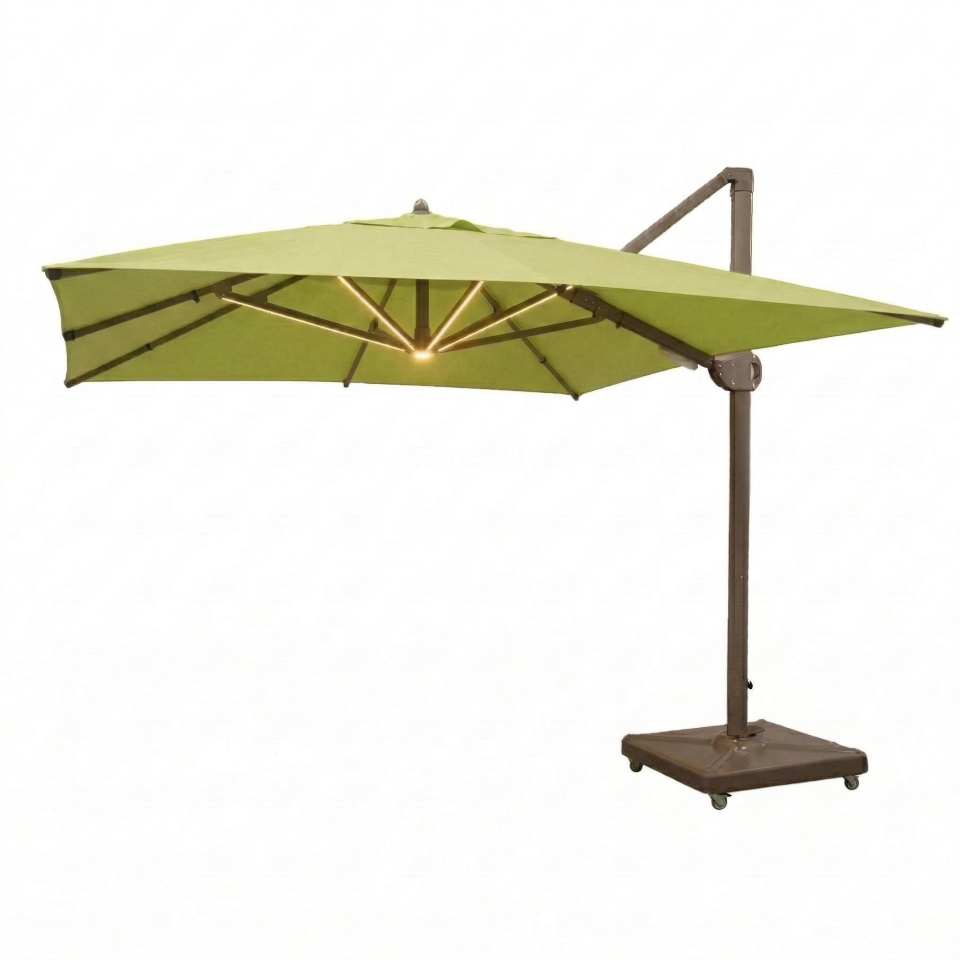 3x3 Yandan Gövdeli Bahçe Şemsiyesi Akrilik Kumaş Led sistemli Yeşil
