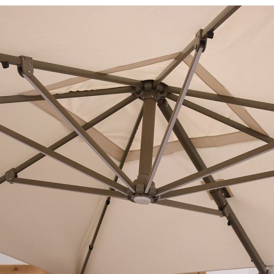 3x3 Yandan Gövdeli Bahçe Şemsiyesi Akrilik Kumaş Led sistemli Turuncu