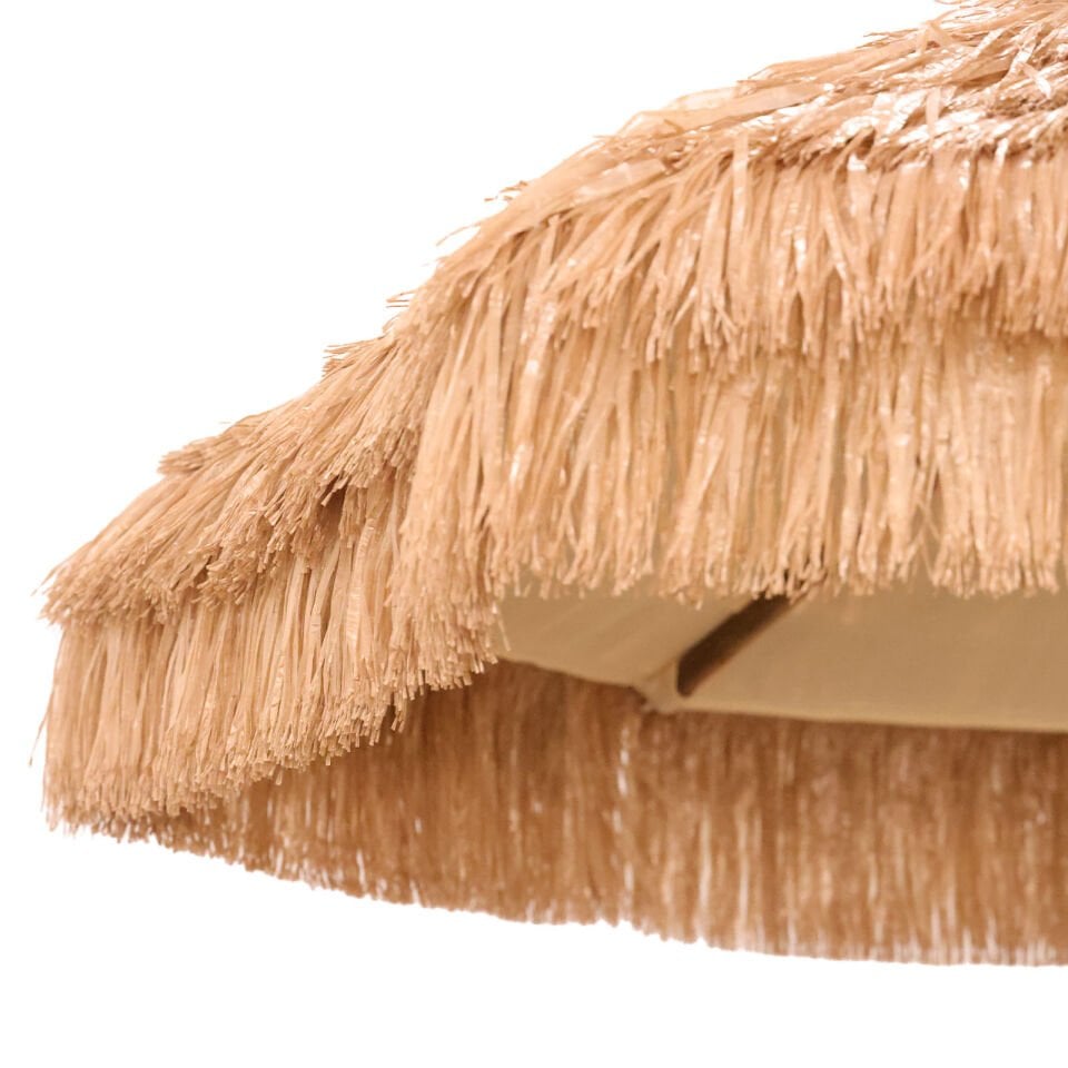 2.5 Metre Yuvarlak Ahşap Gövdeli Saçaklı Bohem Saz Şemsiye