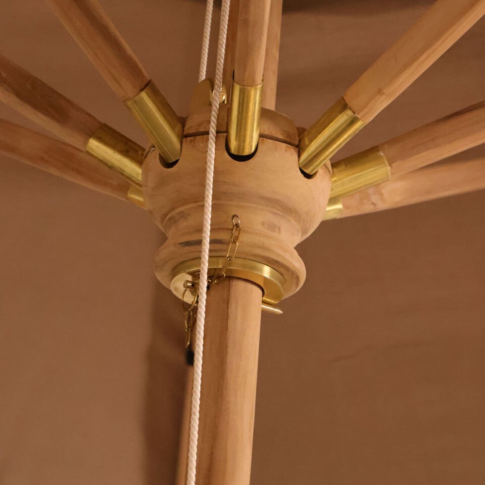 2,5 Çap Yuvarlak Ahşap Bahçe Şemsiyesi İpli