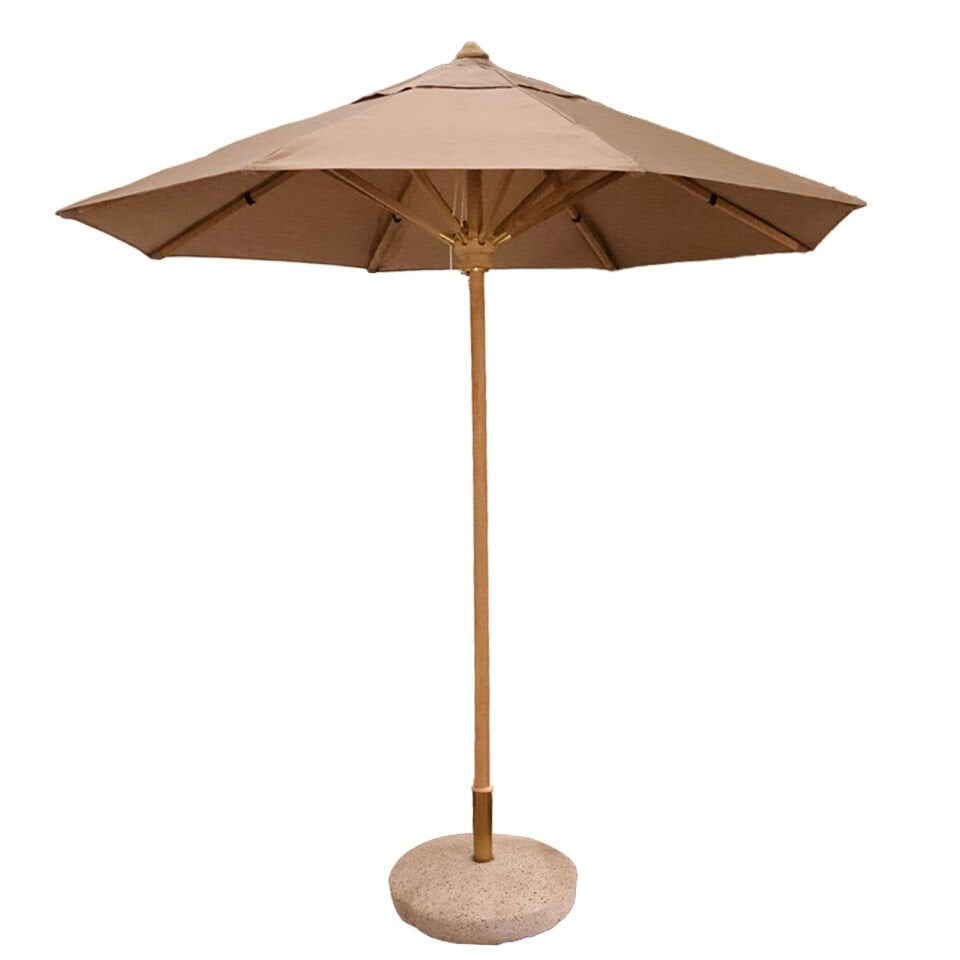 2,5 Çap Yuvarlak Ahşap Bahçe Şemsiyesi İpli