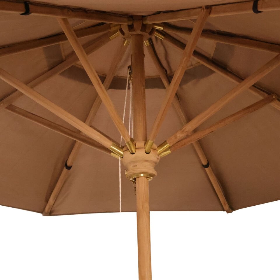 2,5 Çap Yuvarlak Ahşap Bahçe Şemsiyesi İpli