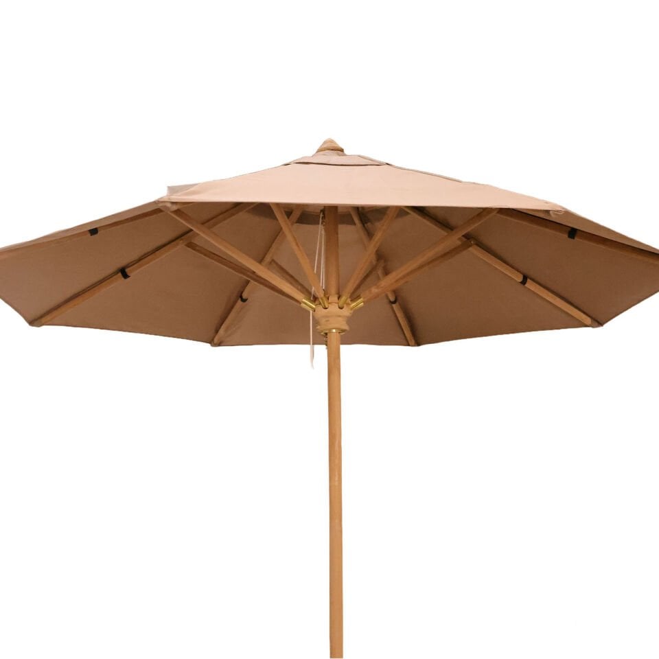 2,5 Çap Yuvarlak Ahşap Bahçe Şemsiyesi İpli